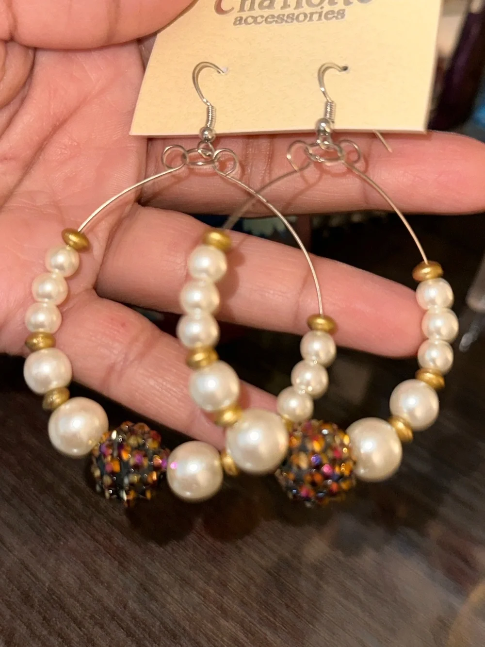 Gold and Pearl Hoop Earrings